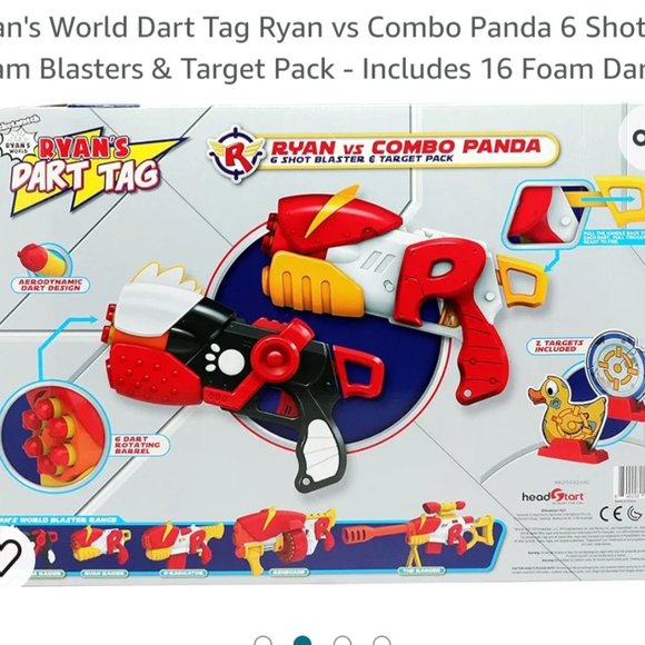Ryan's World Dart Tag Ryan vs Combo Panda 6 Shot Foam Blasters & Target Pack - I - Picture 6 of 7